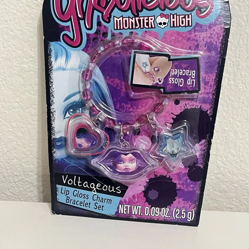 Monster High Ghoulicious Voltageous Lip Gloss Charm Bracelet Set Mattel 2015